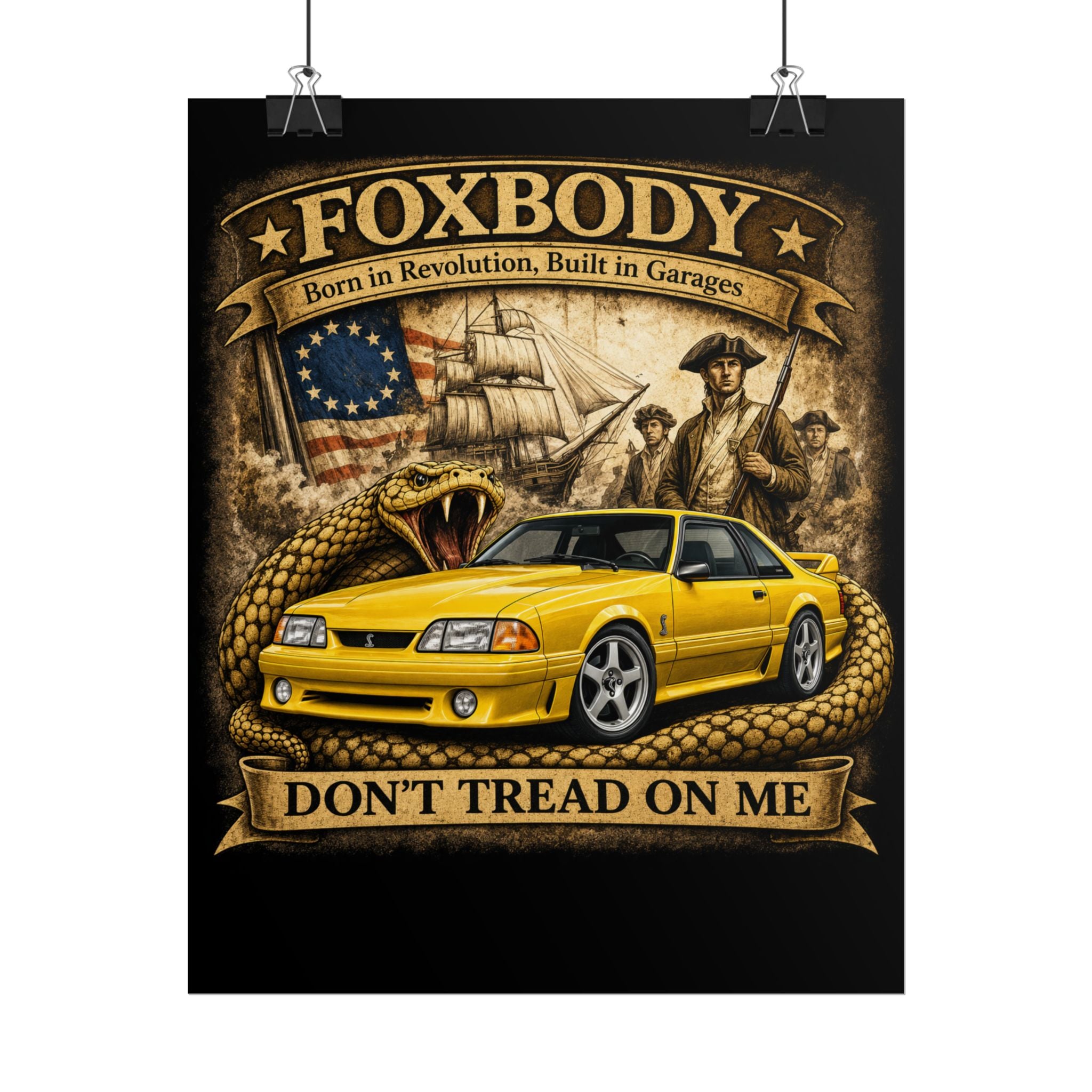 Foxbody Mustang Cobra Gadsden poster | Don't Tread On Me rolled poster