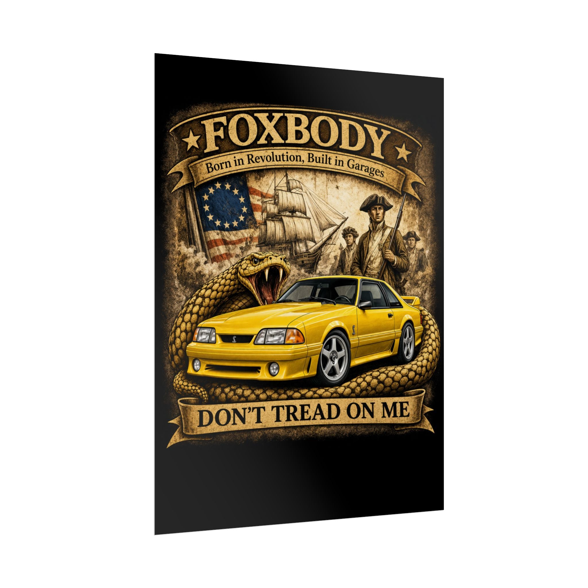Foxbody Mustang Cobra Gadsden poster | Don't Tread On Me rolled poster