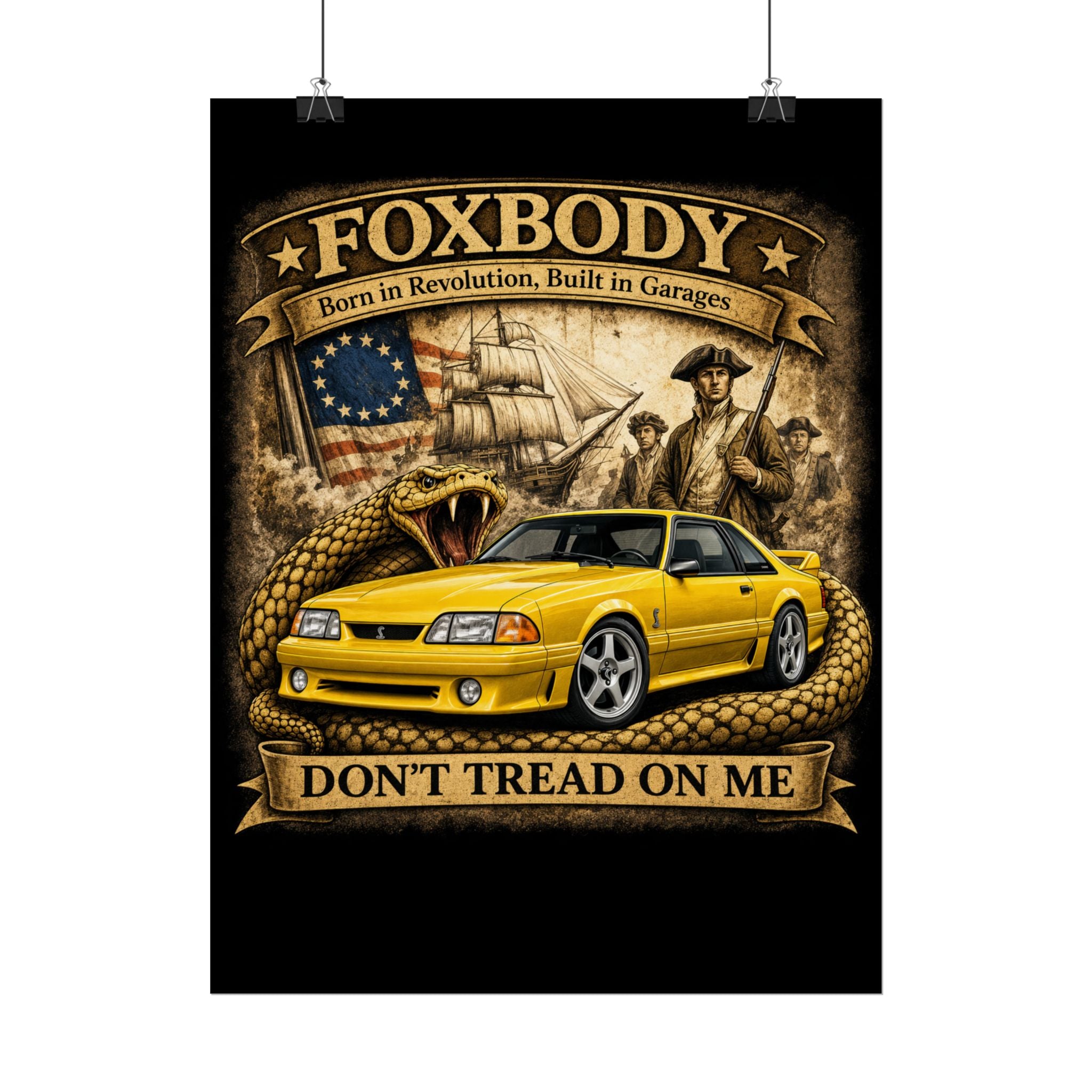 Foxbody Mustang Cobra Gadsden poster | Don't Tread On Me rolled poster